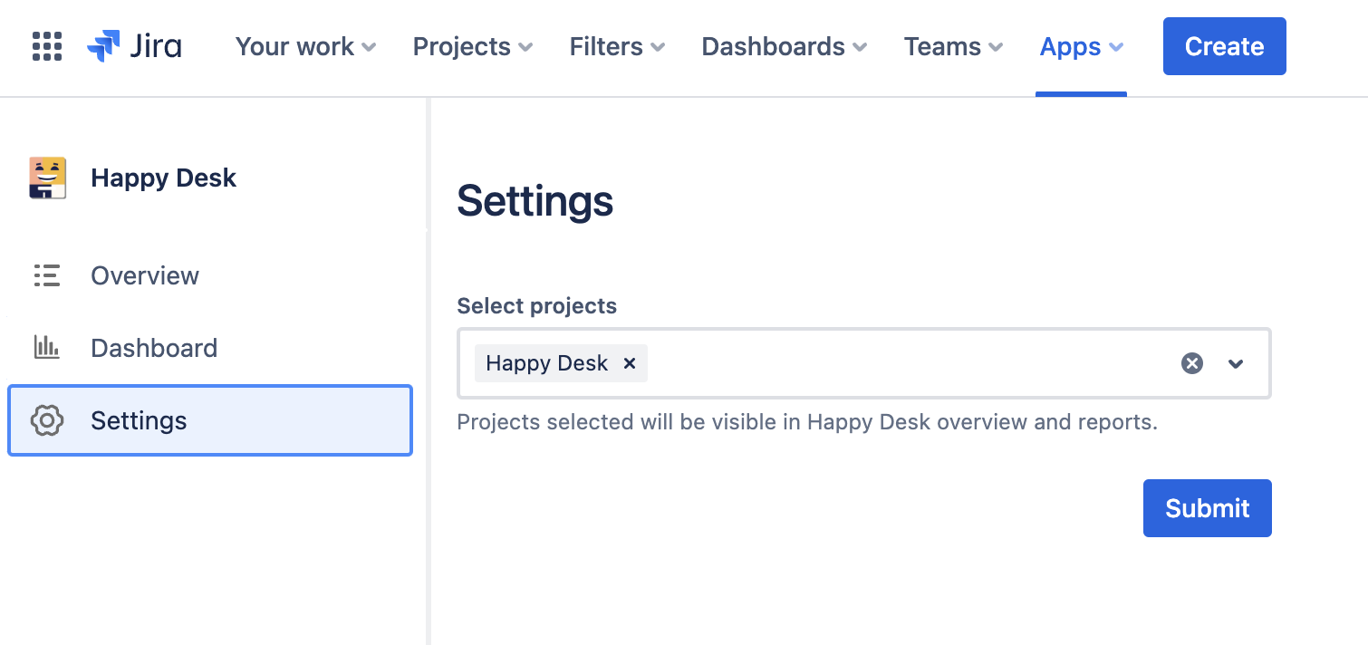 Happy Desk settings